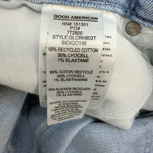 Good American Jean's Women's 6/28 Light Blue Ankle Skinny Raw Hem Preppy - Picture 7 of 15